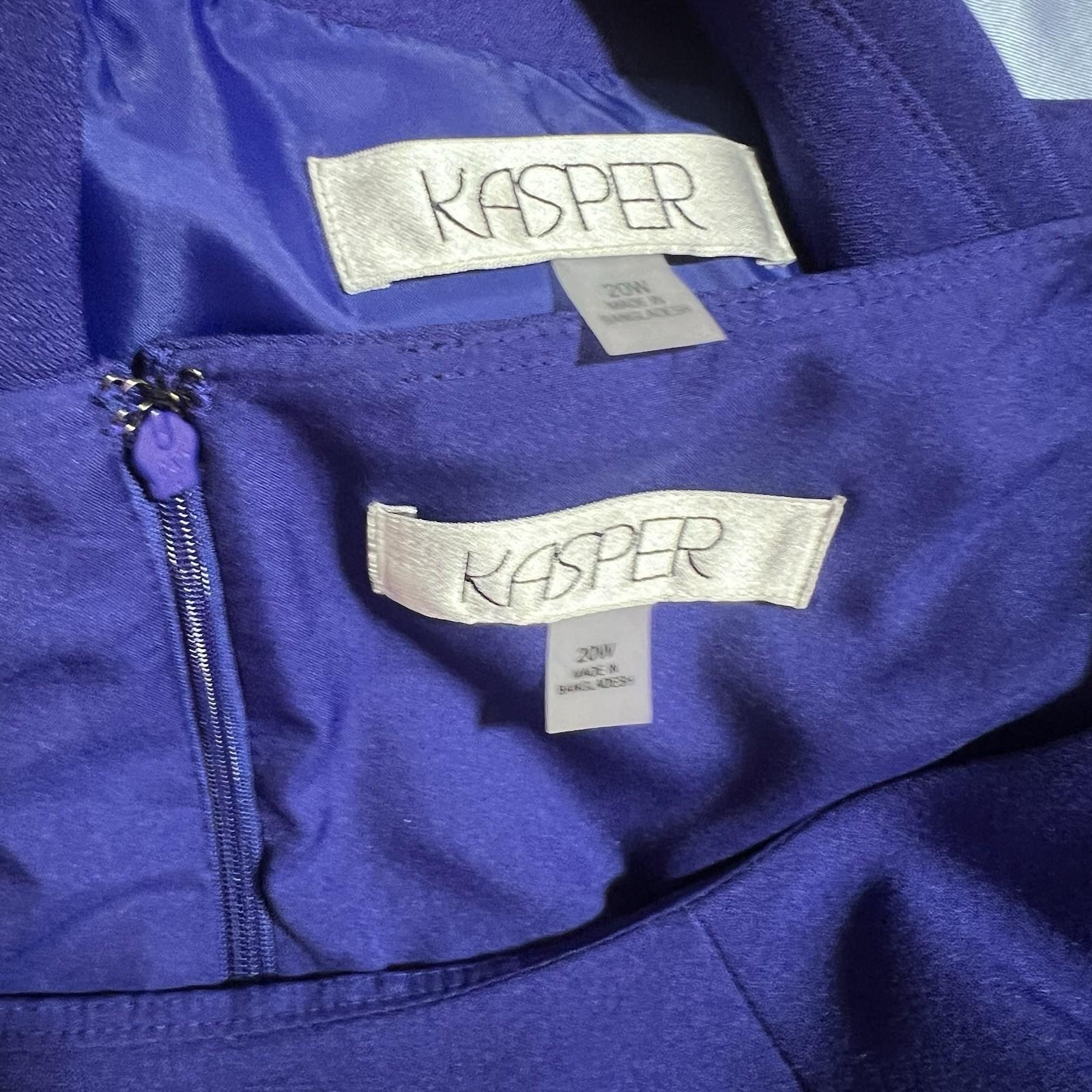 10-6077.jpg Kasper Women Polyester Stretch Dress Suit 20W Purple Open Front 2PC Timeless