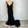 10-608.jpg Faeriesty Velvet Off Shoulder 2XL Stretch Black Ball Gown Mermaid Cascading Glam