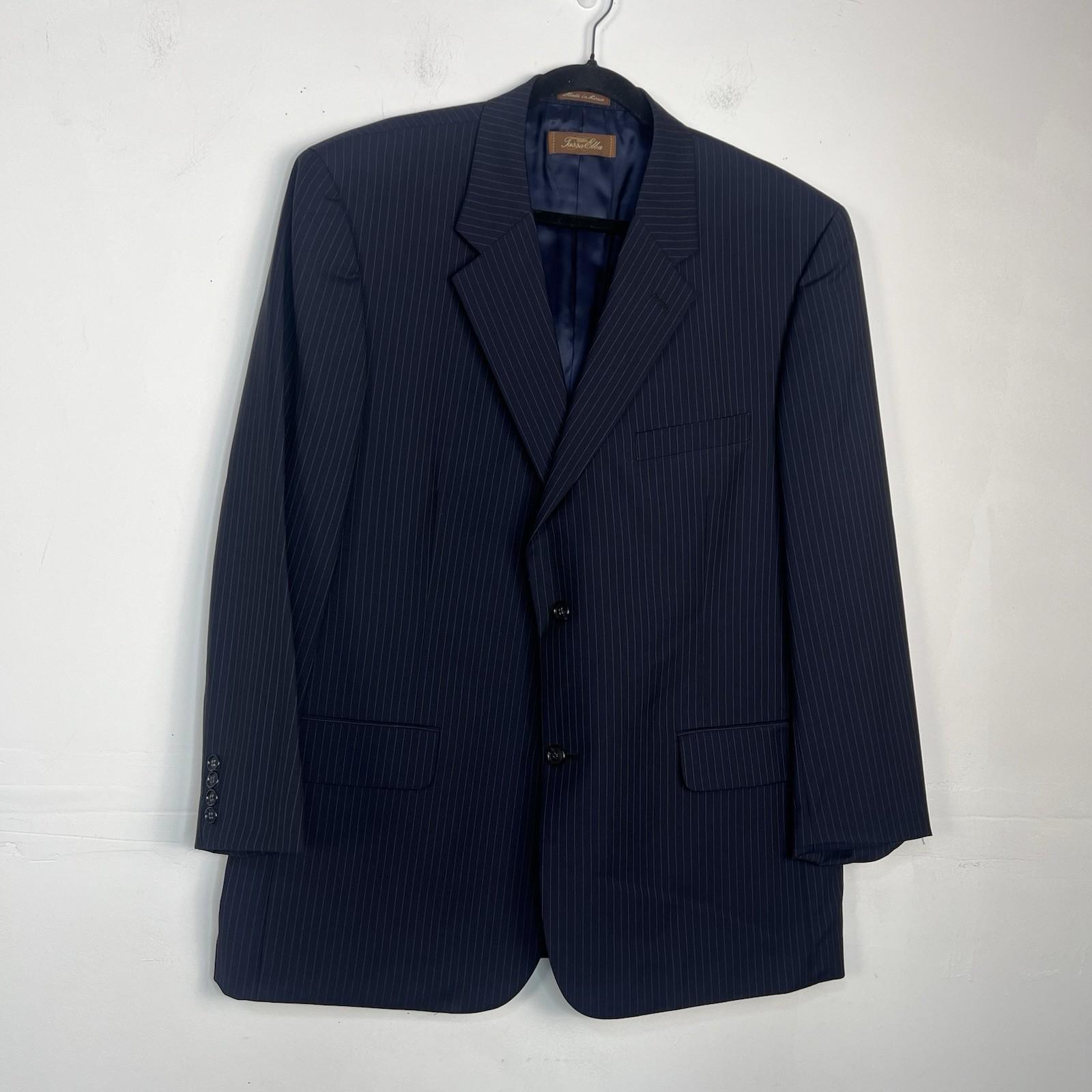 Tasso Elba Vitale Barberis Men New Wool Mohair Black Striped Pant 38L Suit 46R