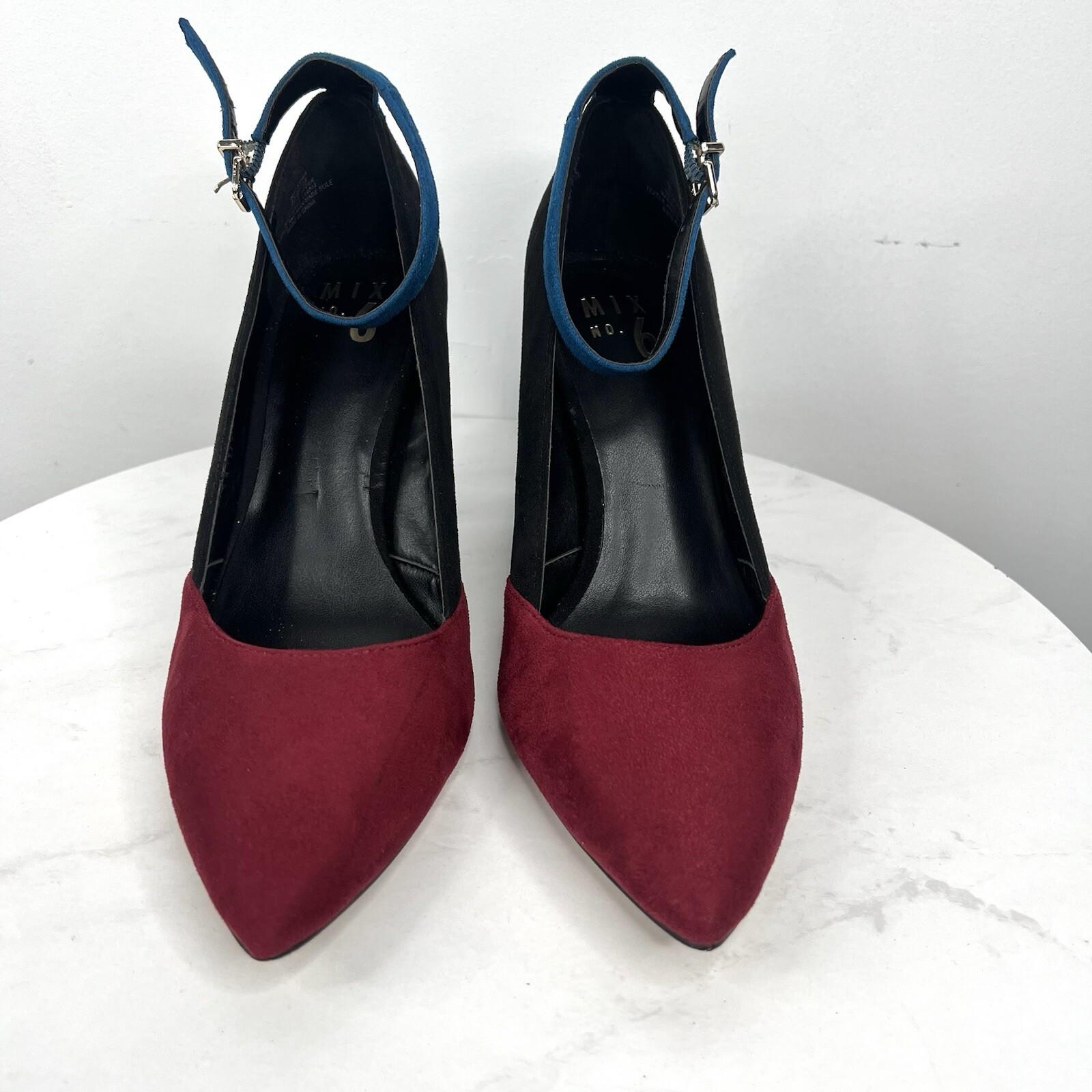 Mix No 6 Suede Shoes 8.5M Adjustable Strap 2 Tone Almond Toes Padded Footbed