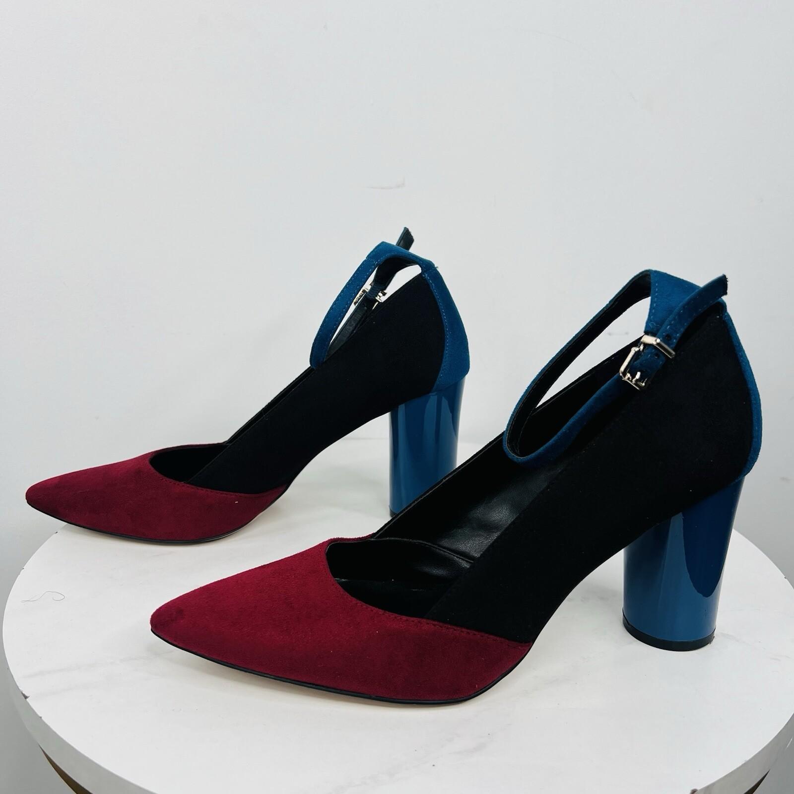 Mix No 6 Suede Shoes 8.5M Adjustable Strap 2 Tone Almond Toes Padded Footbed