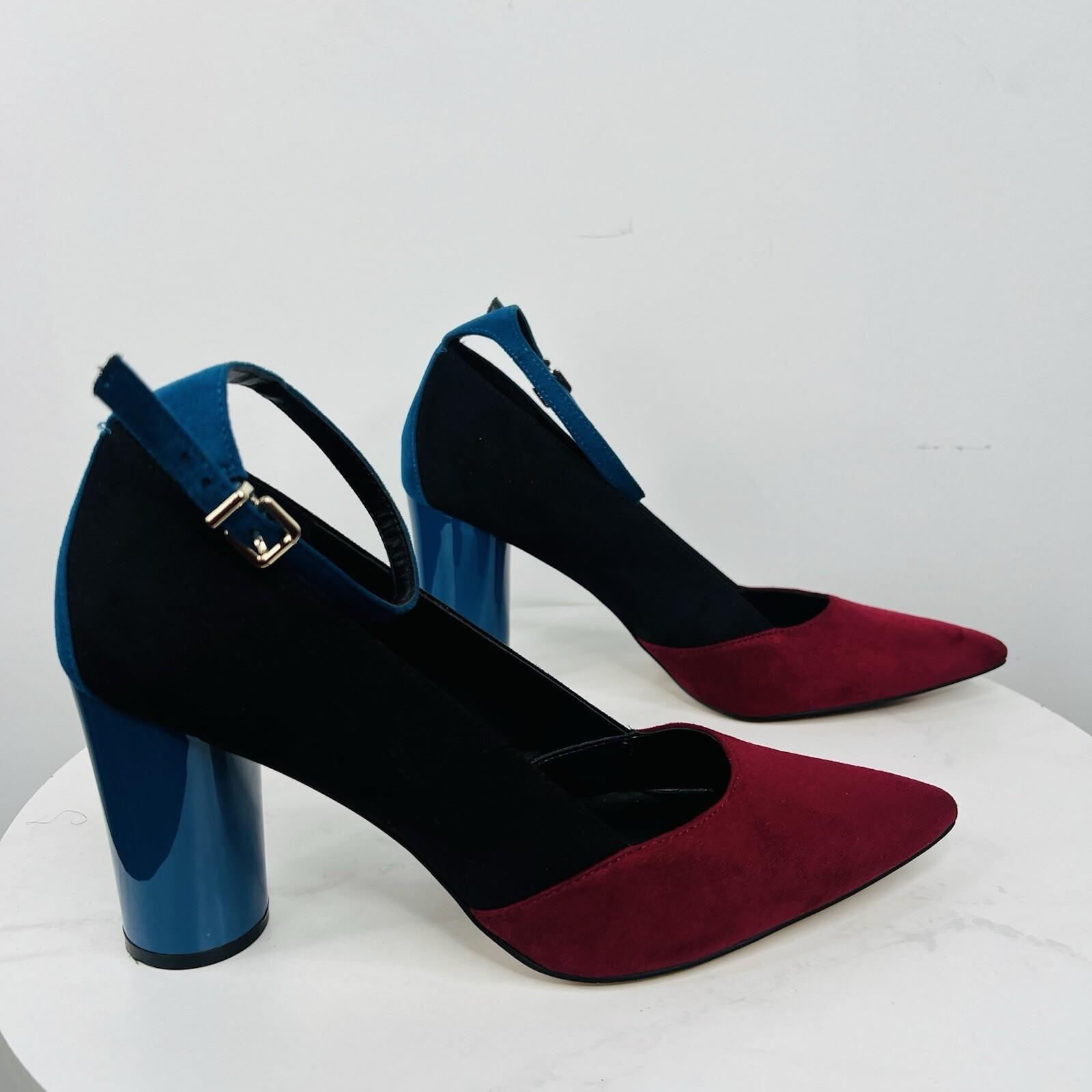 Mix No 6 Suede Shoes 8.5M Adjustable Strap 2 Tone Almond Toes Padded Footbed