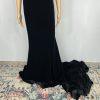 10-611.jpg Faeriesty Velvet Off Shoulder 2XL Stretch Black Ball Gown Mermaid Cascading Glam