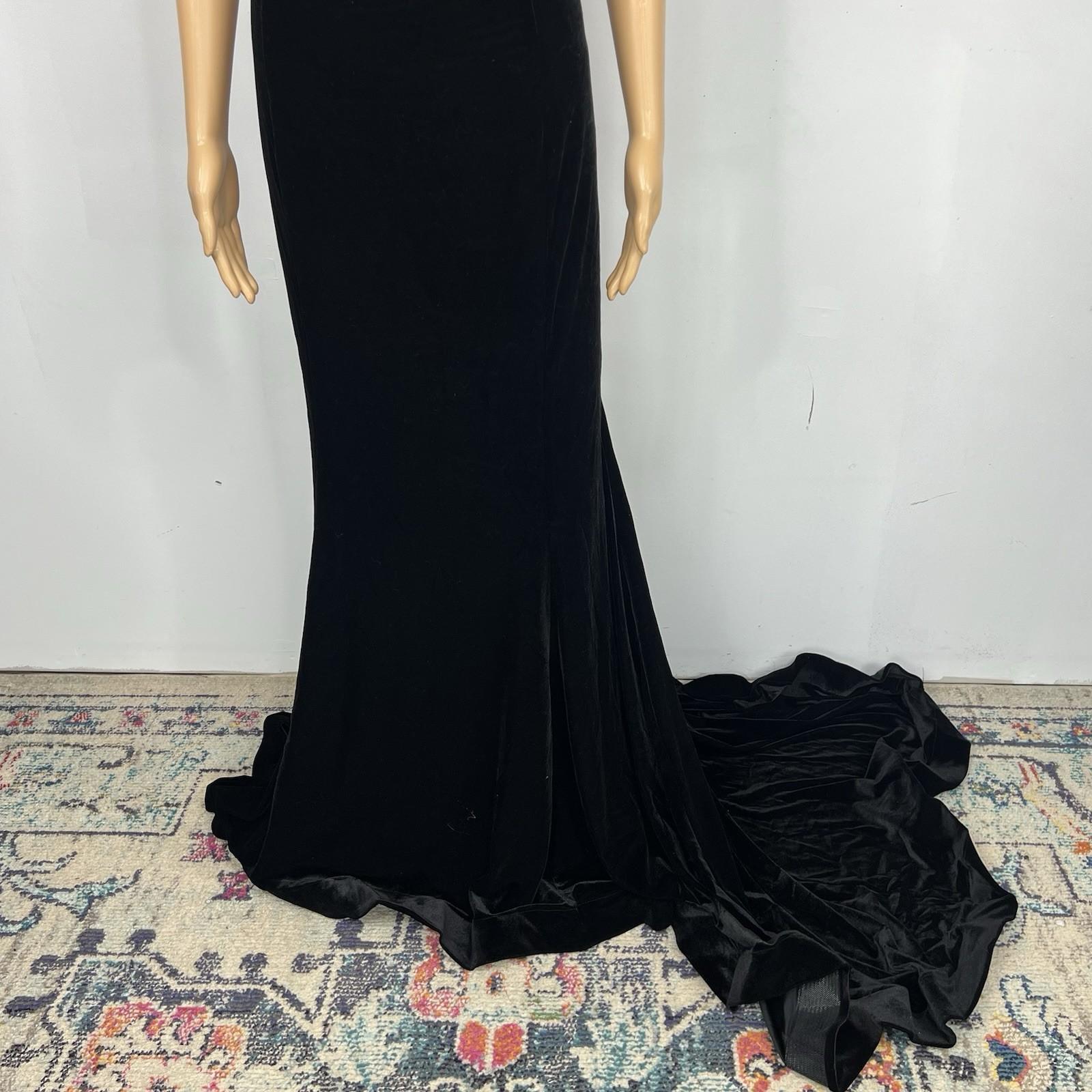 10-611.jpg Faeriesty Velvet Off Shoulder 2XL Stretch Black Ball Gown Mermaid Cascading Glam