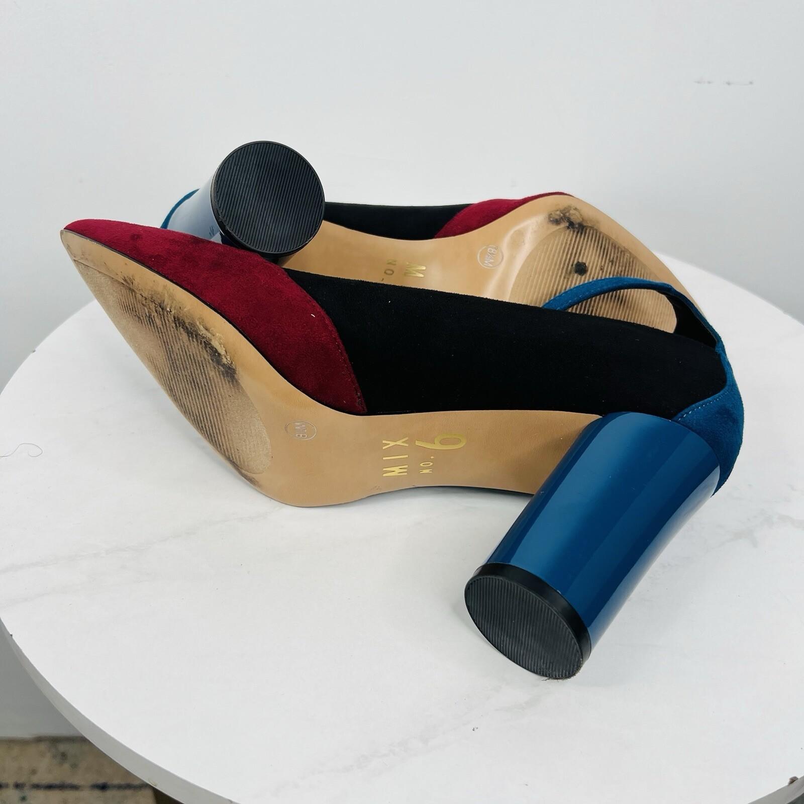 Mix No 6 Suede Shoes 8.5M Adjustable Strap 2 Tone Almond Toes Padded Footbed