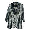 MOSHITA COUTURE Polyester Metallic Size 22 Wrap Silver Black Shawl Collar