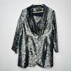 MOSHITA COUTURE Polyester Metallic Size 22 Wrap Silver Black Shawl Collar