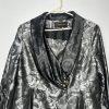 MOSHITA COUTURE Polyester Metallic Size 22 Wrap Silver Black Shawl Collar