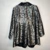 MOSHITA COUTURE Polyester Metallic Size 22 Wrap Silver Black Shawl Collar