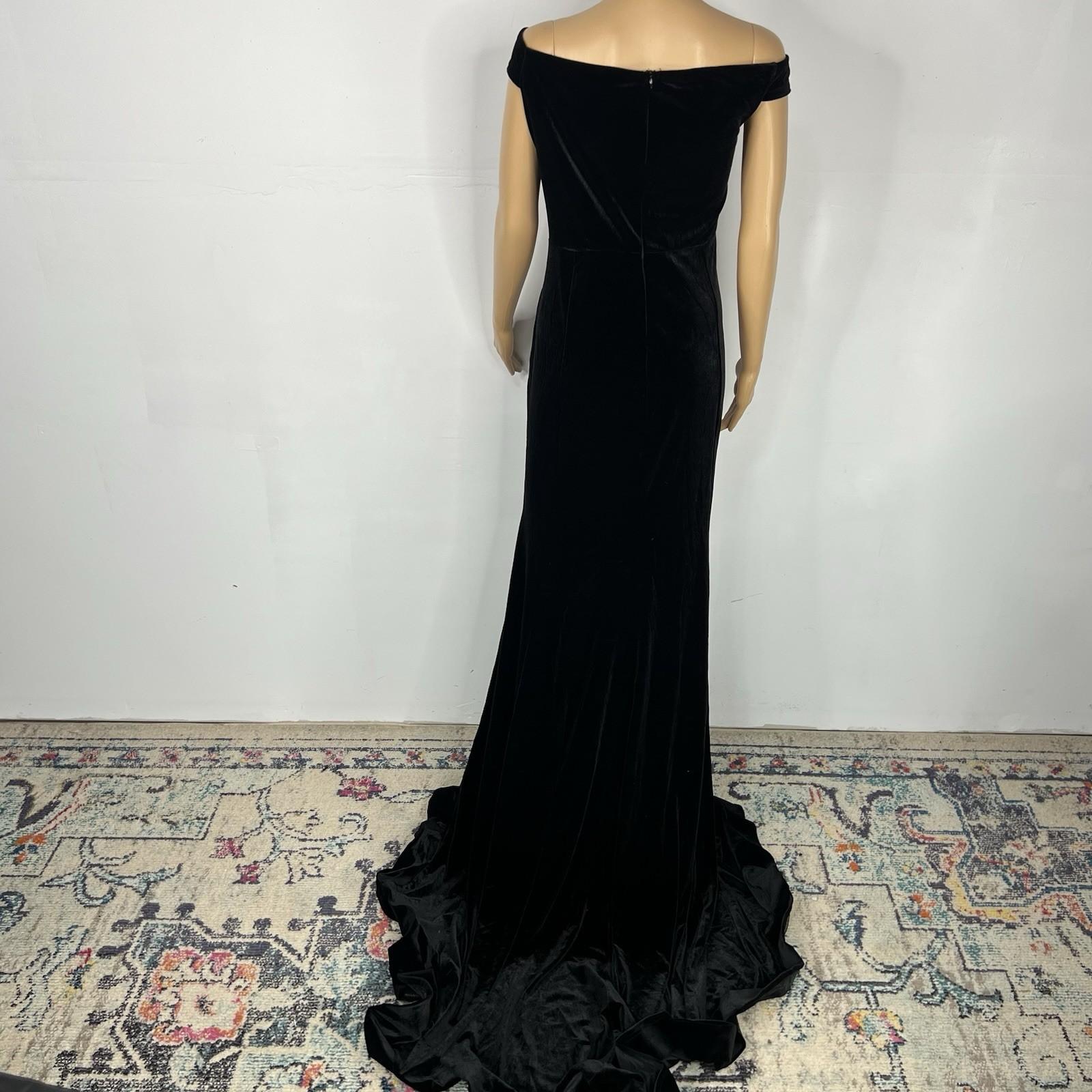 10-612.jpg Faeriesty Velvet Off Shoulder 2XL Stretch Black Ball Gown Mermaid Cascading Glam