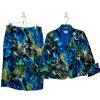 Nicolette Polyester Skirt Suit 12 Blue Floral Ruffle Bell Sleeve Lined Cocktail