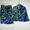 Nicolette Polyester Skirt Suit 12 Blue Floral Ruffle Bell Sleeve Lined Cocktail