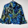 Nicolette Polyester Skirt Suit 12 Blue Floral Ruffle Bell Sleeve Lined Cocktail