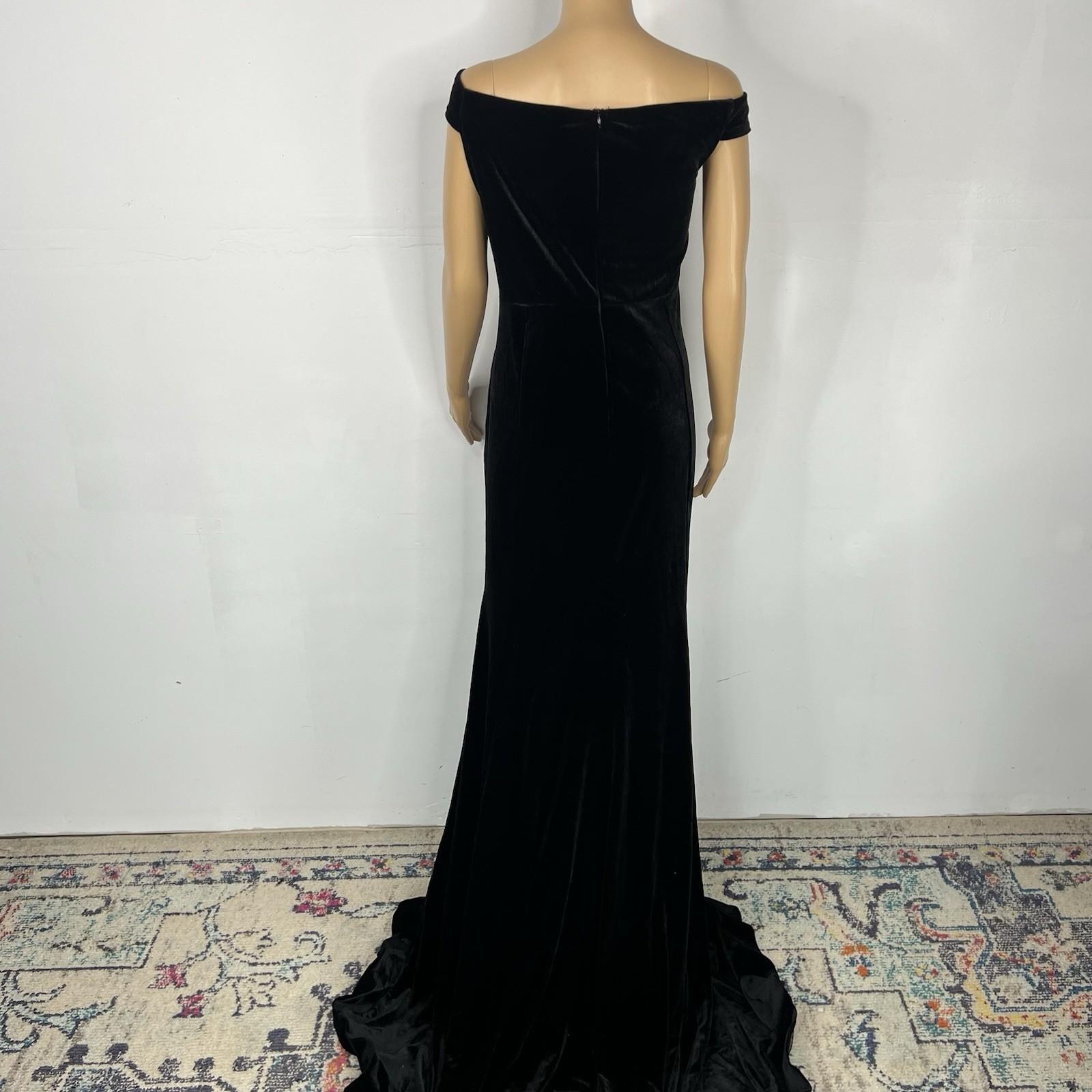 10-613.jpg Faeriesty Velvet Off Shoulder 2XL Stretch Black Ball Gown Mermaid Cascading Glam