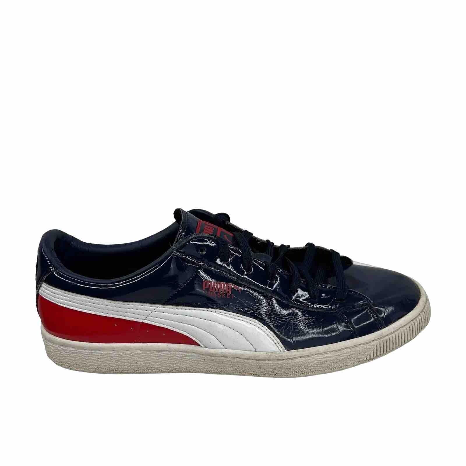 Puma Basket Classics Men Patent Leather Sneakers Size 10 Blue Red White
