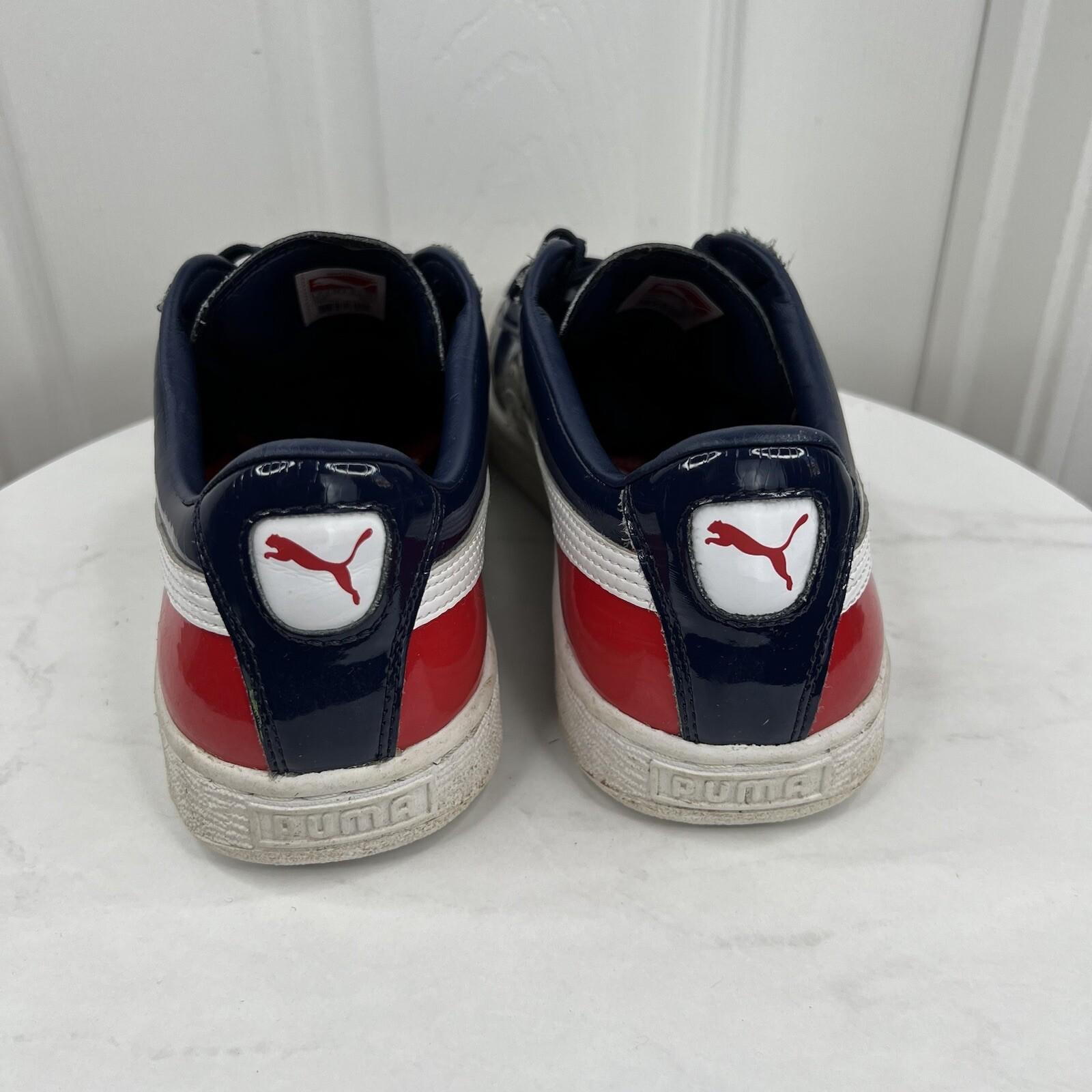 Puma Basket Classics Men Patent Leather Sneakers Size 10 Blue Red White