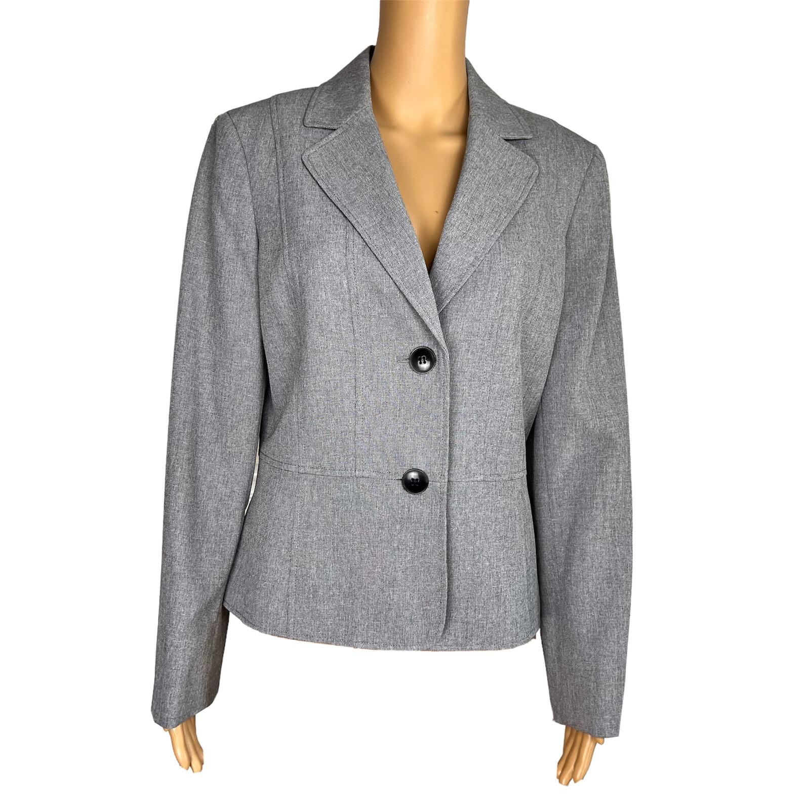 LE SUIT Women Gray Polyester Lined Notch Collar Blazer Suit Size 10
