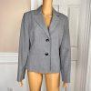LE SUIT Women Gray Polyester Lined Notch Collar Blazer Suit Size 10