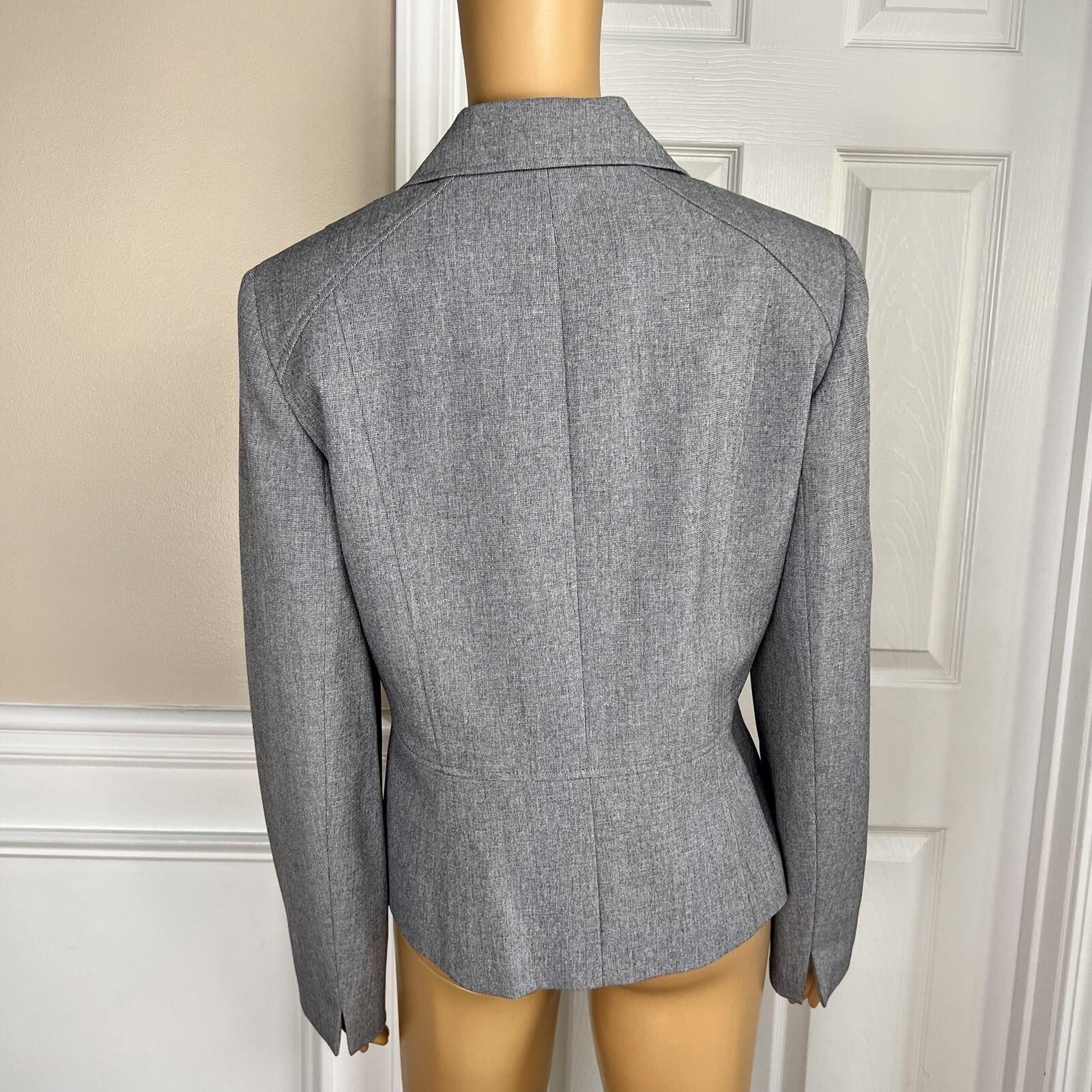 LE SUIT Women Gray Polyester Lined Notch Collar Blazer Suit Size 10