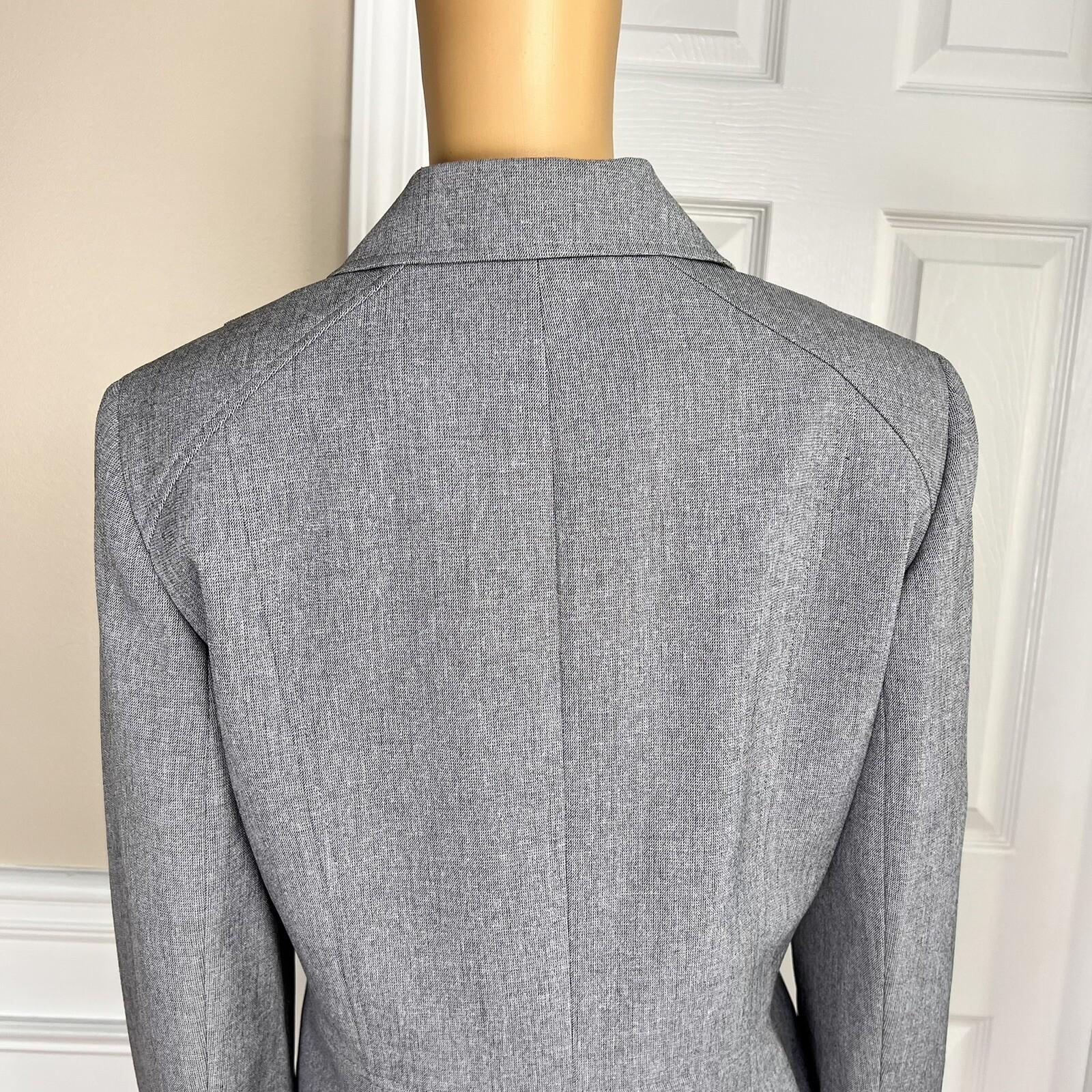 LE SUIT Women Gray Polyester Lined Notch Collar Blazer Suit Size 10