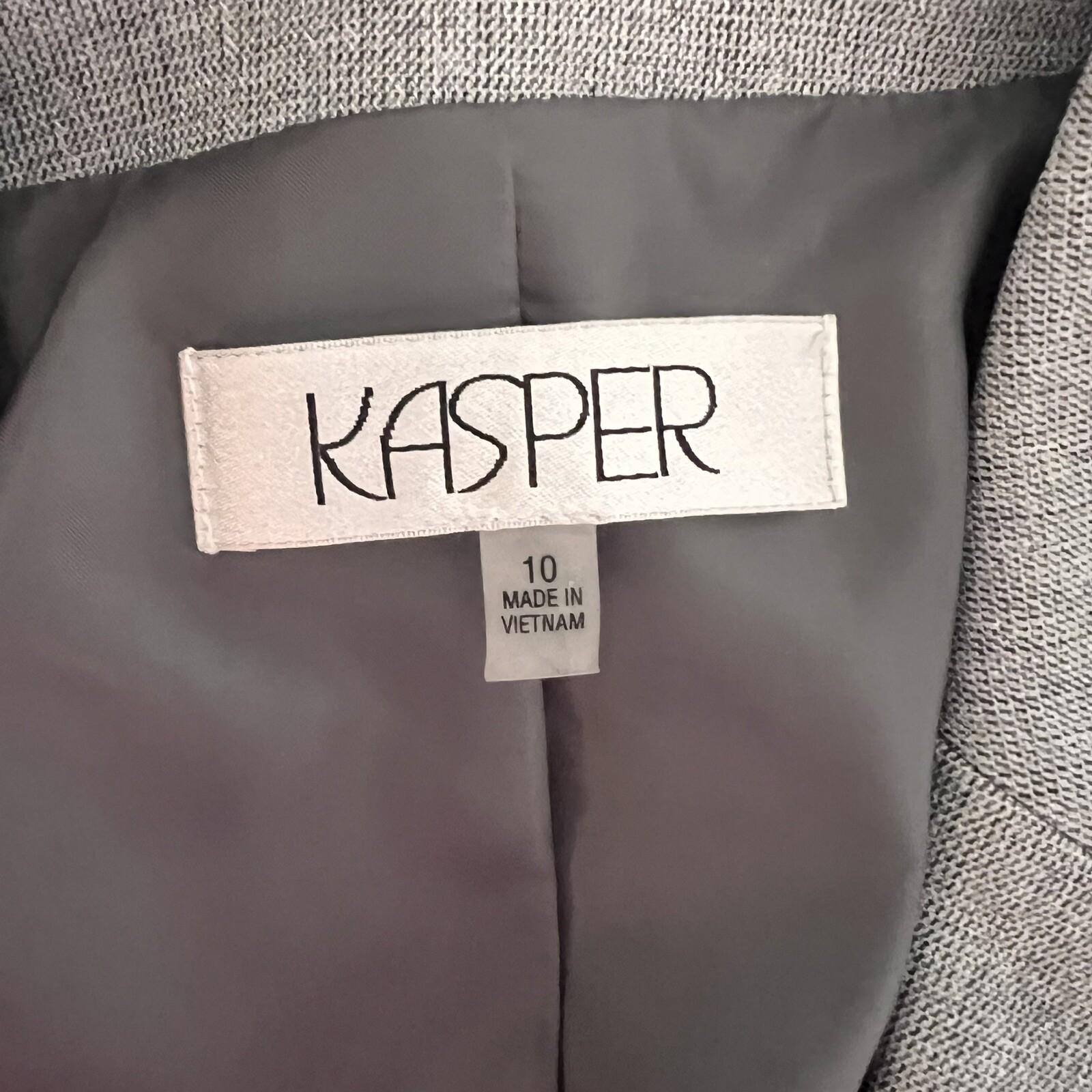 LE SUIT Women Gray Polyester Lined Notch Collar Blazer Suit Size 10