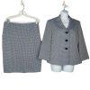 Le Suit Polyester Skirt Suit Size 10 White Blue Stand Up Collar Career 2PC