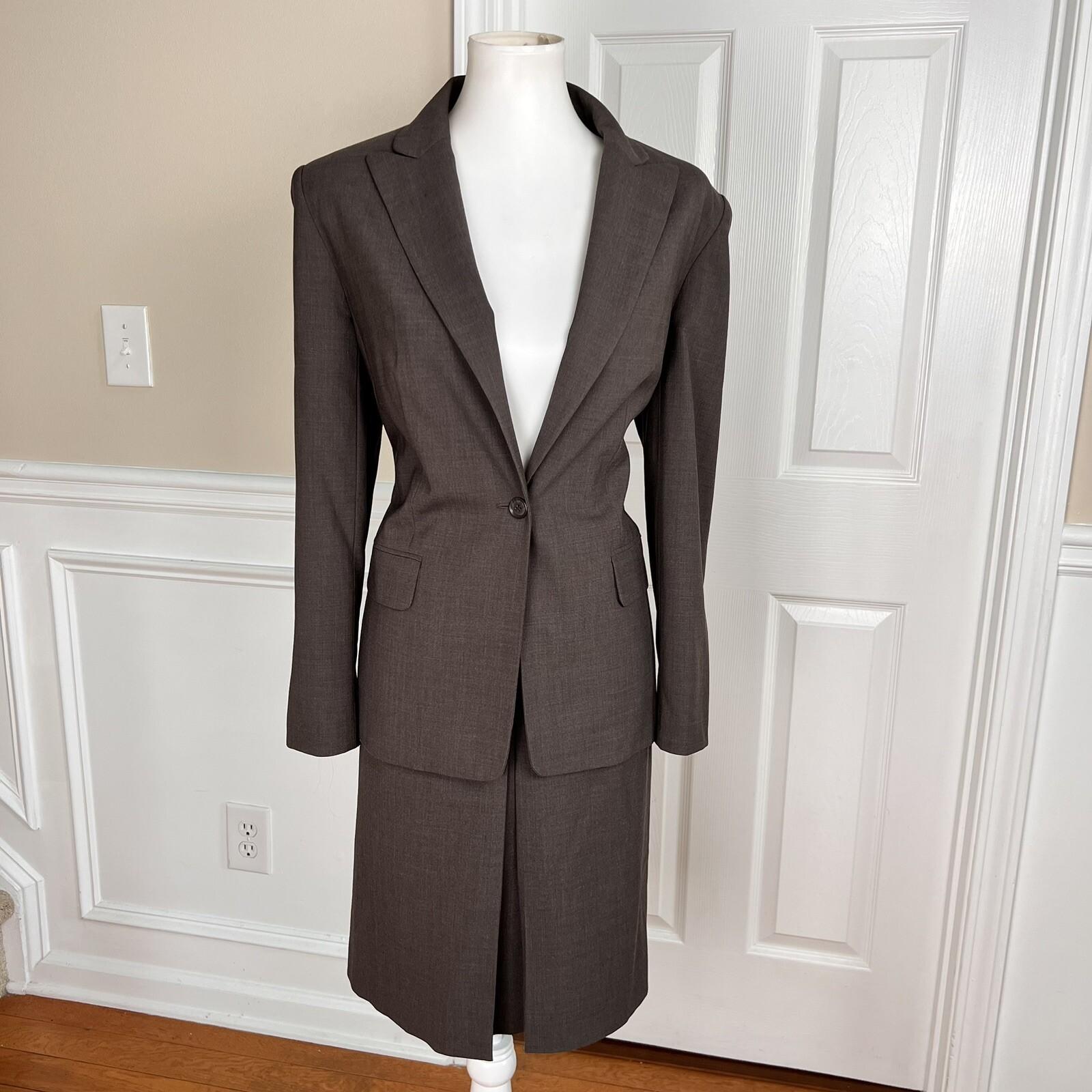 10-6161.jpg Talbots Women Wool Lycra Spandex Skirt Size 12 Suit Size 10 Brown Lined Pleated
