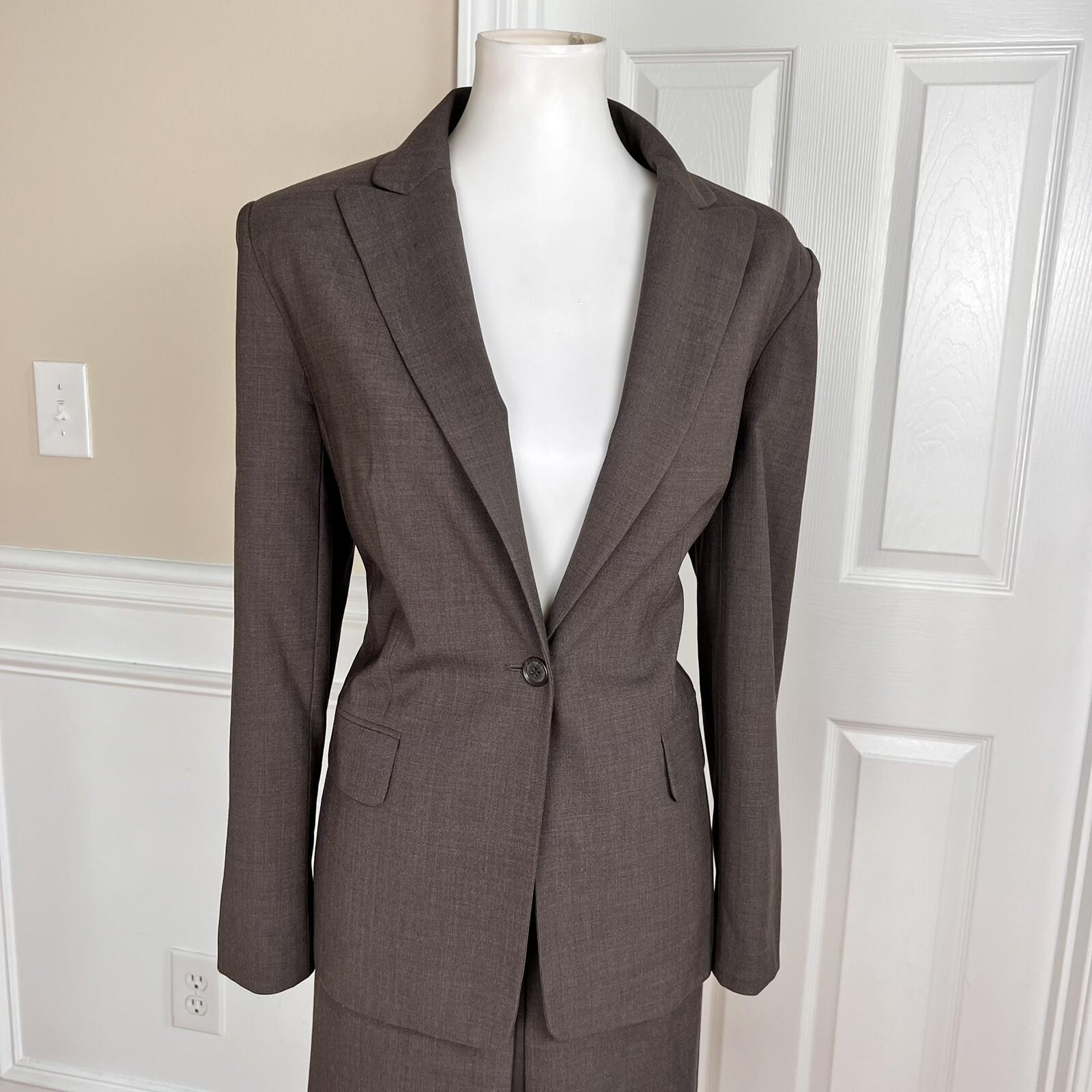 10-6162.jpg Talbots Women Wool Lycra Spandex Skirt Size 12 Suit Size 10 Brown Lined Pleated