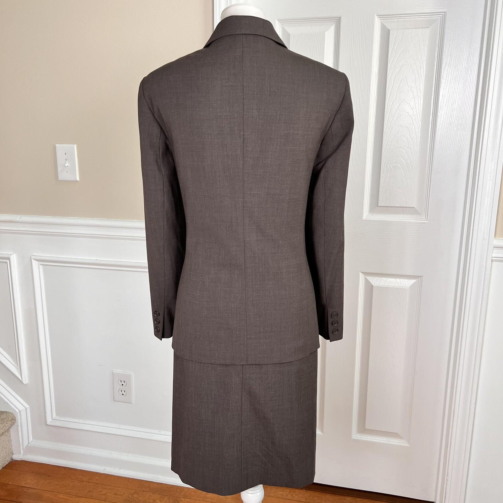 10-6166.jpg Talbots Women Wool Lycra Spandex Skirt Size 12 Suit Size 10 Brown Lined Pleated