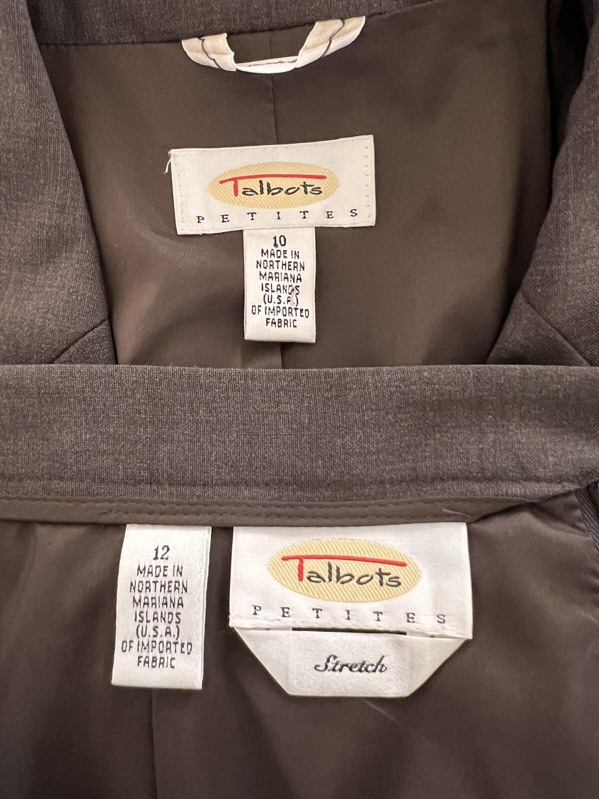 10-6169.jpg Talbots Women Wool Lycra Spandex Skirt Size 12 Suit Size 10 Brown Lined Pleated
