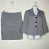 Le Suit Polyester Skirt Suit Size 10 White Blue Stand Up Collar Career 2PC