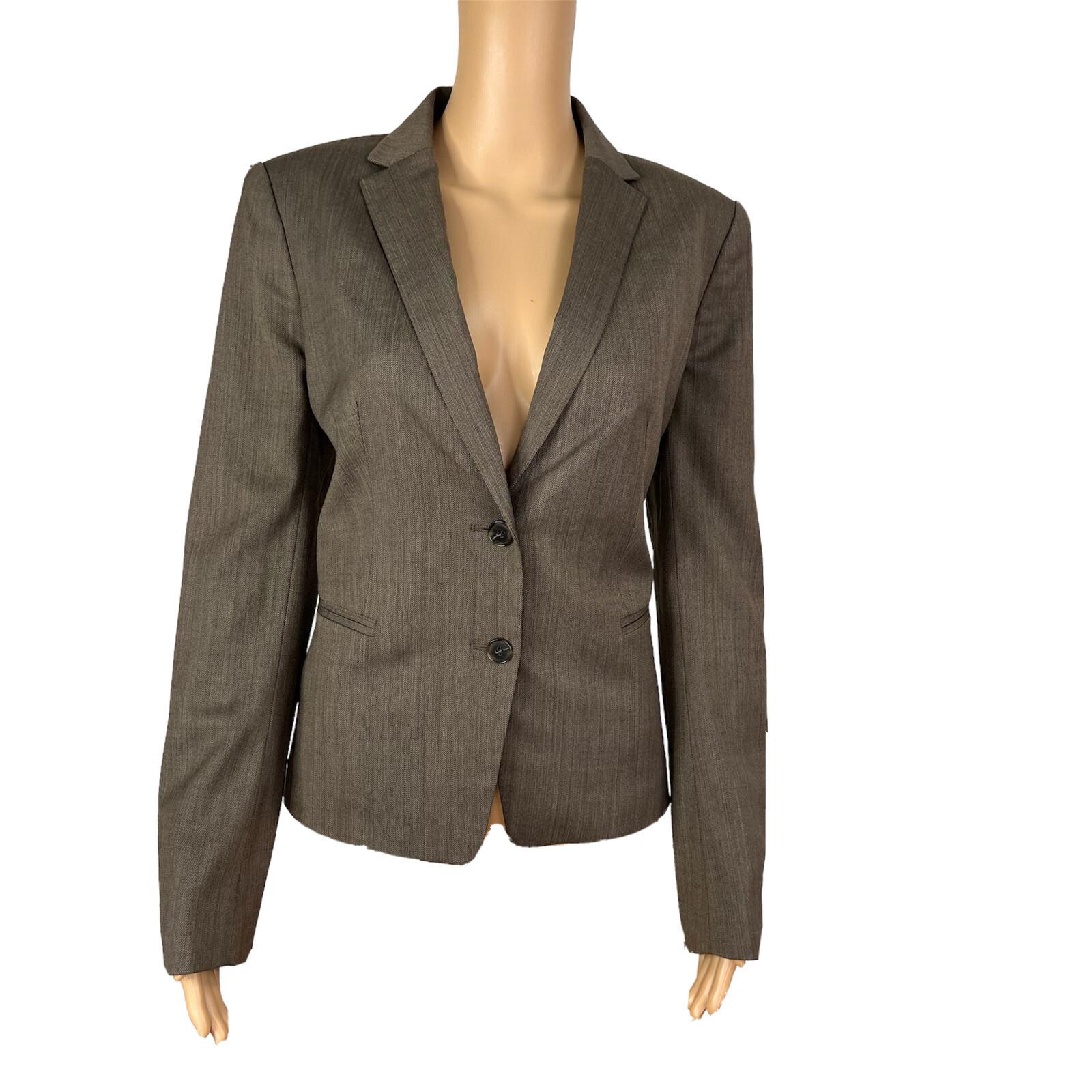 ANN TAYLOR Women Dark Green Polyester Virgin Wool  Spandex Lined Blazer Size 8