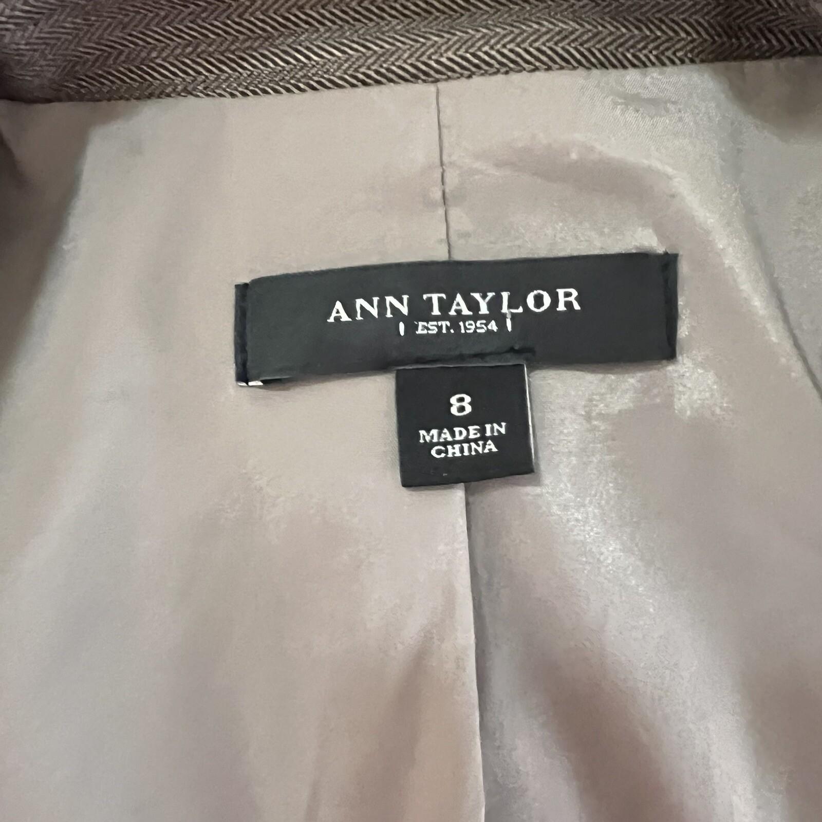 ANN TAYLOR Women Dark Green Polyester Virgin Wool  Spandex Lined Blazer Size 8
