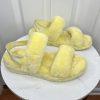 UGG Oh Yeah Slide Size 10 Yellow Slingback Slipper Dyed Sheep Fur Backstrap