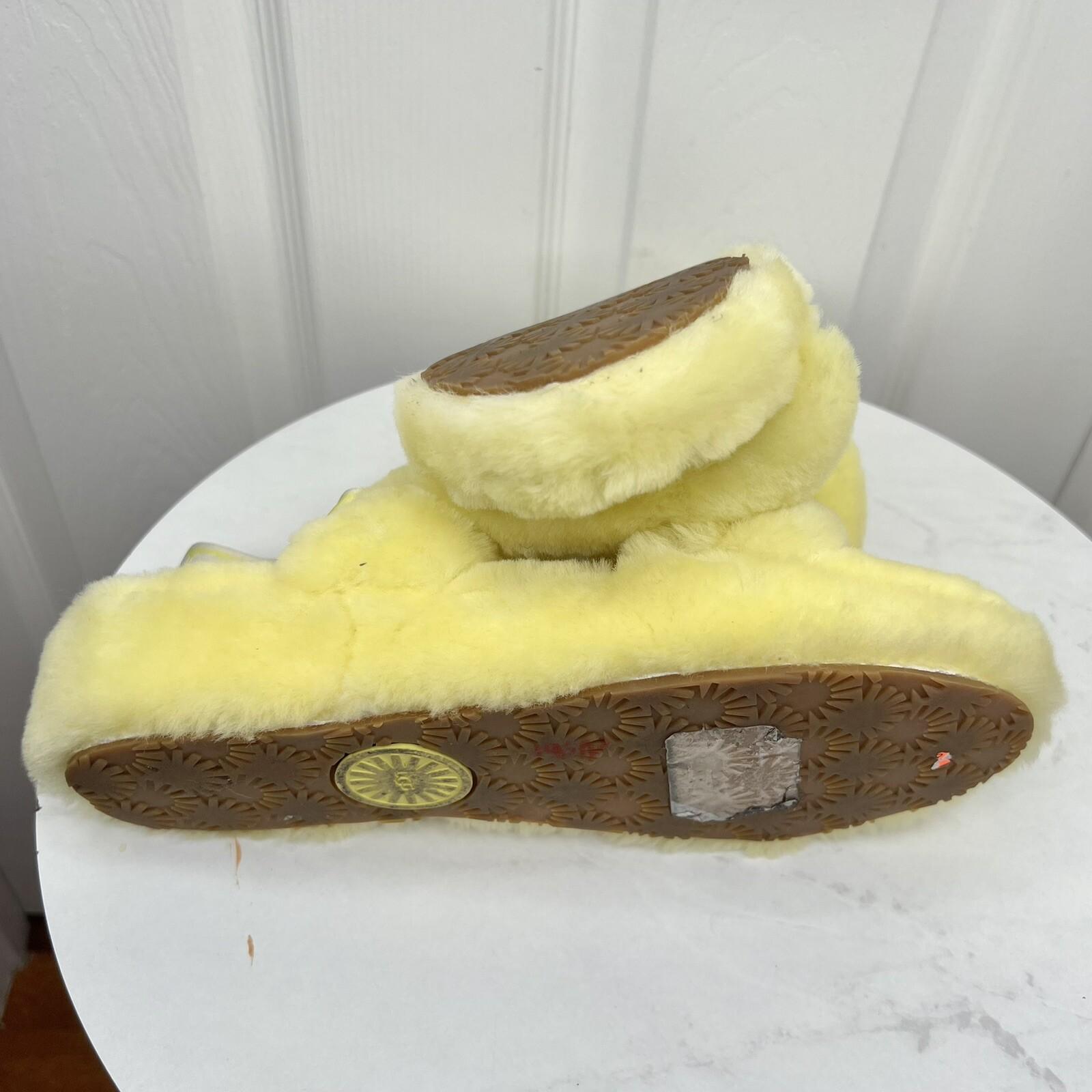 UGG Oh Yeah Slide Size 10 Yellow Slingback Slipper Dyed Sheep Fur Backstrap