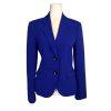 Jones Studio Women Polyester Elastane Blazer Size 4 Blue Lined Notch Collar