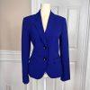 Jones Studio Women Polyester Elastane Blazer Size 4 Blue Lined Notch Collar
