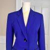 Jones Studio Women Polyester Elastane Blazer Size 4 Blue Lined Notch Collar