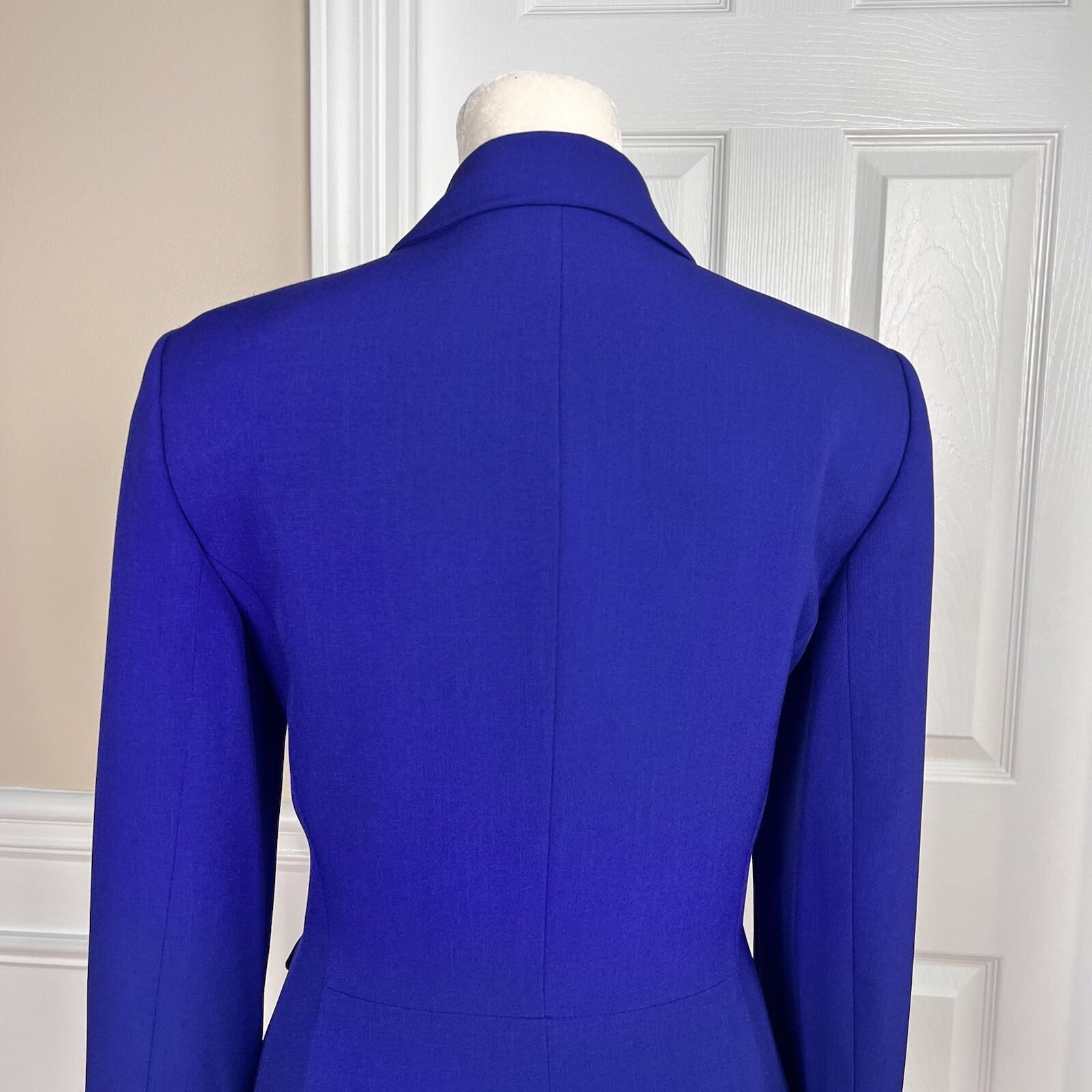 Jones Studio Women Polyester Elastane Blazer Size 4 Blue Lined Notch Collar