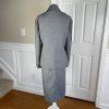 Larry Levine Polyester Stretch Skirt 22 W Suit 26 W Black White Notch Collar 2PC