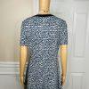 Tory Burch Peninsula Stretch Dress Size L Blue Geometric Pattern Zip Up V Neck
