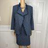 10-6212.jpg Kasper Tweed Skirt 8 Suit M Twilight Blue Multi Open Front Collarless 2PC New
