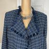 10-6214.jpg Kasper Tweed Skirt 8 Suit M Twilight Blue Multi Open Front Collarless 2PC New