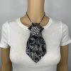 Elegant Handcrafted Necktie Necklace with a Detachable Brooch Effortlessly Chic