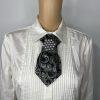 Elegant Handcrafted Necktie Necklace with a Detachable Brooch Effortlessly Chic