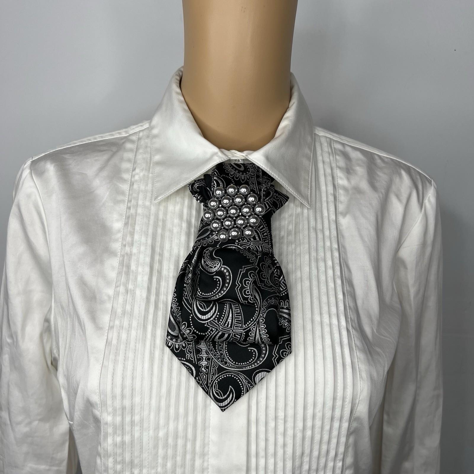 Elegant Handcrafted Necktie Necklace with a Detachable Brooch Effortlessly Chic