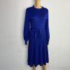 10-6240.jpg Nina Leonard Sweater Dress Size L Deep Sapphire Mock Neck Belted Belted Knit New