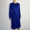 10-6241.jpg Nina Leonard Sweater Dress Size L Deep Sapphire Mock Neck Belted Belted Knit New