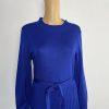 10-6243.jpg Nina Leonard Sweater Dress Size L Deep Sapphire Mock Neck Belted Belted Knit New