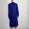 10-6244.jpg Nina Leonard Sweater Dress Size L Deep Sapphire Mock Neck Belted Belted Knit New